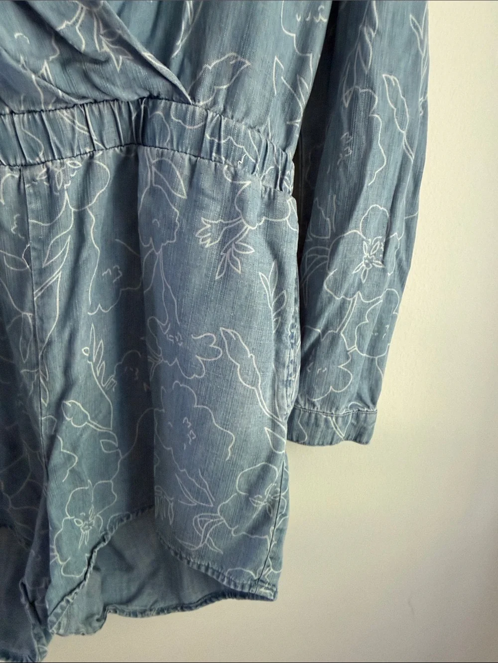 💘cloth & stone Light Blue Floral Wrap-Front Kids One-Piece